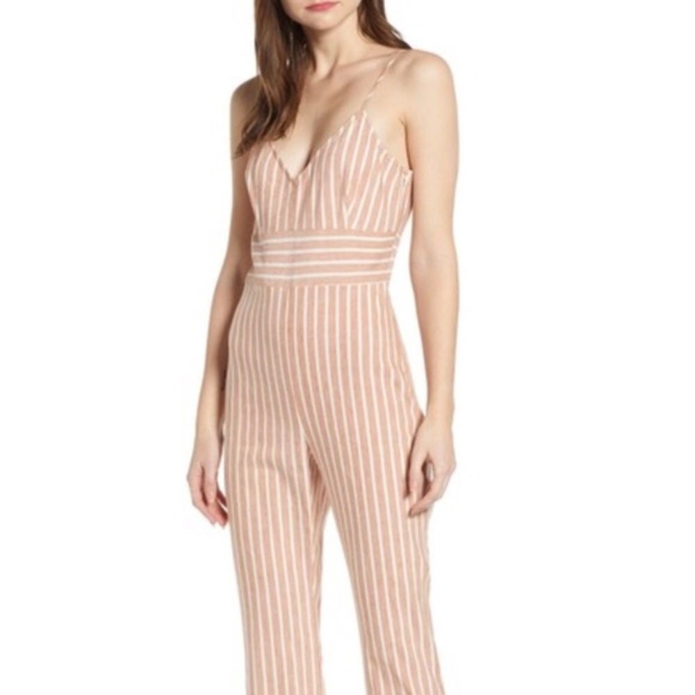Leigh Tan Adobe Molly Stripe Flare Leg Jumpsuit